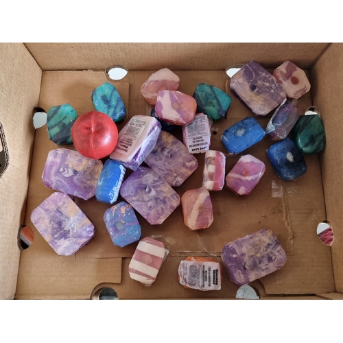 776 - A collection of handmade crystal vegan soaps including examples including scents such as rose and or... 