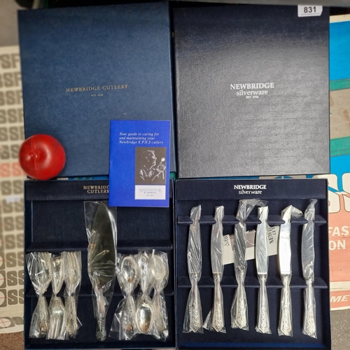 831 - A pair of new old stock Newbridge silverware cutlery sets. Including a pastry set in the King's patt... 