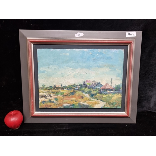 846 - Star Lot: A wonderfully vibrant original oil on canvas board painting titled 