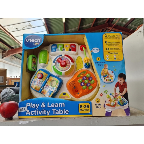 861 - A brand new in box Vtech Baby Play & Learn Activity Table with various colourful features and remova... 