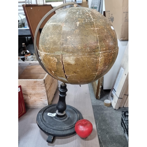 744 - A super antique rare  rotating Philips' 12 inch Terrestrial World globe. Made in London and dating t... 