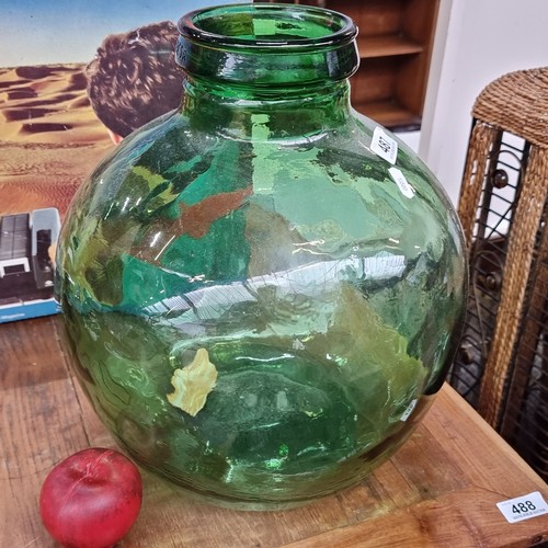 487 - A large vintage hand blown Viresa branded demijohn or carboy bottle ideal for use as a terrarium or ... 