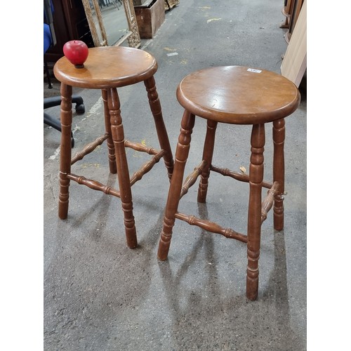 761 - A pair of turned wood vintage stools