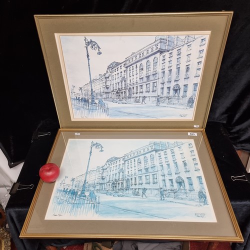 805 - Two framed prints originally by the artist Thomas Ryan showing a view of the Dominican College on Ec... 