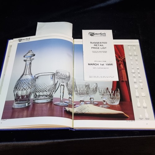 134 - A highly detailed Waterford Crystal retail pricing books. Dating to 1986. This excellent publication... 