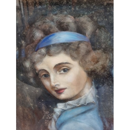 481 - Star Lot: A magnificent early 20th century original oil on canvas board painting showing a portrait ... 