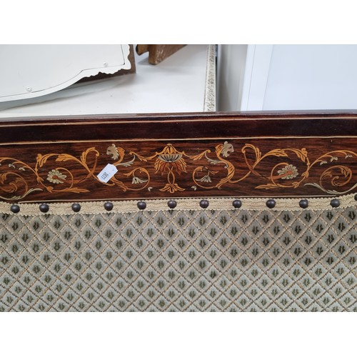 492 - Star Lot - A beautiful example of an Edwardian parlor love seat expertly inlayed with satin wood mar... 