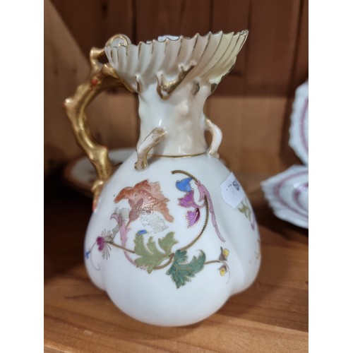 590 - Three beautiful vintage examples of Royal Worcester fine china including two dishes and a jug accomp... 