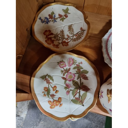 590 - Three beautiful vintage examples of Royal Worcester fine china including two dishes and a jug accomp... 