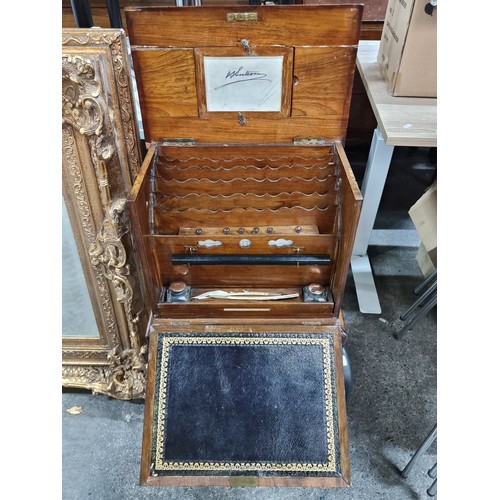 728 - Star Lot - A beautiful example of an antique 119th century writing box. Opening to reveal a perpetua... 