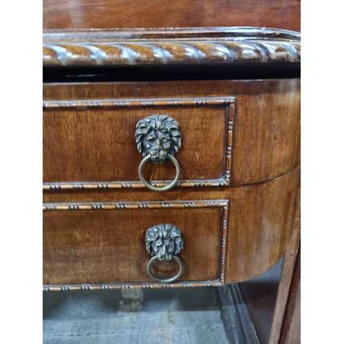 685 - Star Lot : A very large and impressive antique Georgian style sideboard with pediment style gallery ... 