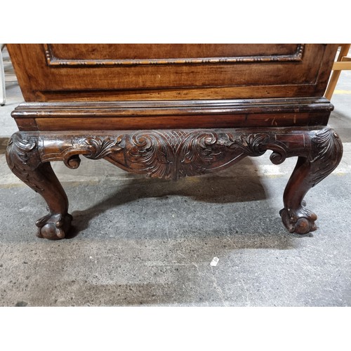 685 - Star Lot : A very large and impressive antique Georgian style sideboard with pediment style gallery ... 