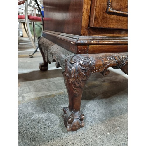 685 - Star Lot : A very large and impressive antique Georgian style sideboard with pediment style gallery ... 