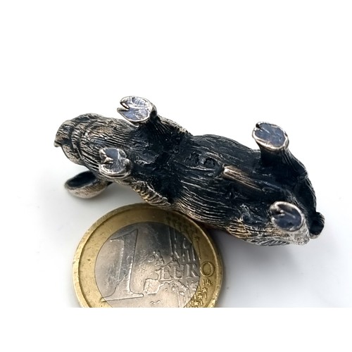 50 - Star Lot : A very fine example of a heavy antique characterful sterling silver pig pin cushion. This... 