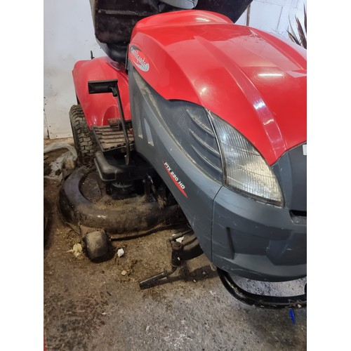 765 - Star Lot : A Castle Garden PTX 220 HD ride on lawn mower with seven cutting heights.  This one start... 