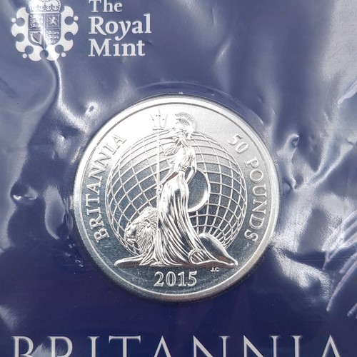 555 - An uncirculated 50 pound United Kingdom sterling silver .999 coin. Weight: 31 grams. Dated 2015. Iss... 