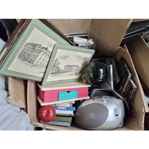 814 - A box of mixed items including books of travel and culinary interest. Also a handblown glass buoy.