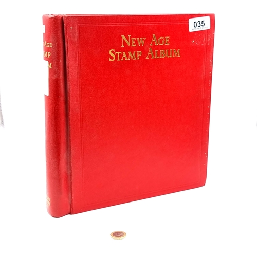A very large purpose "New Age" leather bound stamp album, consisting of stamps from British Gyuana and multiple pages of Gurnsey stamps (including a blocks of 12p, 8p and 4p examples). Including other blocks, mint and unfranked examples. All organised and mounted neatly.