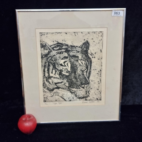 63 - A limited edition (16/25) block print artwork titled 'Tiger Tiger' by the artist Robert and dating t... 