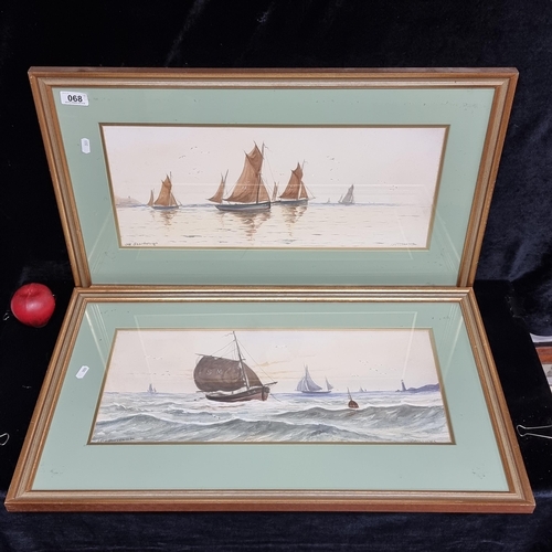 68 - A pair of original watercolour on paper paintings featuring maritime scenes of the north east coast ... 