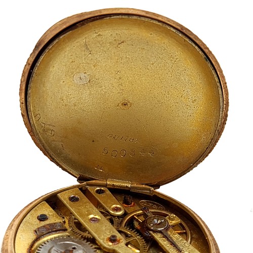 871 - Star Lot : A handsome example of an antique cased 14 carat gold fob watch, featuring Roman numeral d... 