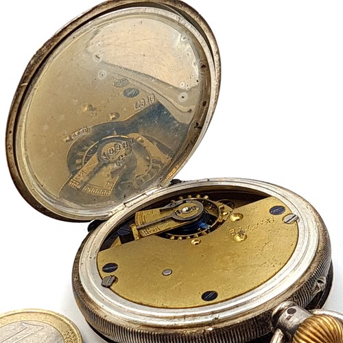 873 - A sterling silver half hunter pocket watch, hallmarked London by A.L.D. Watch number: 48381. This ex... 