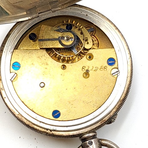 873 - A sterling silver half hunter pocket watch, hallmarked London by A.L.D. Watch number: 48381. This ex... 