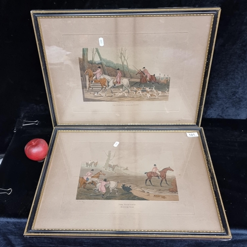 101 - Two antique hand coloured chromolithographs of hunting scenes, by English artist and engraver Henry ... 