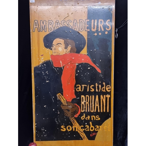 107 - A very large advertising board originally by French artist Henri de Toulouse-Lautrec of the caberet ... 