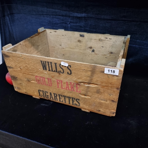 118 - A wonderful original vintage Will's Gold Flake Cigarettes advertising crate with W.D & H.O Wills Dub... 