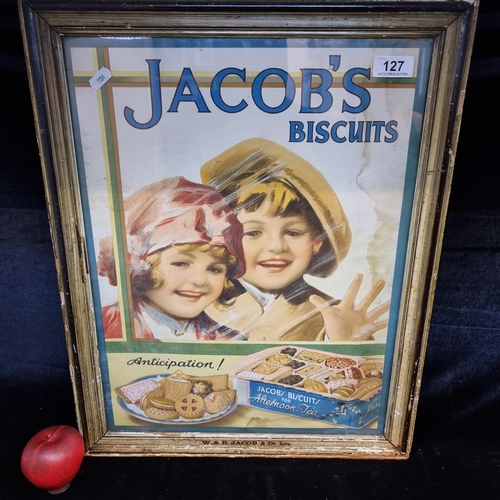 127 - A large extremely rare original Jacob's Biscuits advertising show tablet. Complete in original frame... 