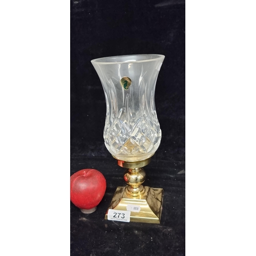 Waterford Crystal with brass base Hurricane hot candle holder