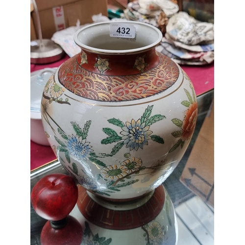 432 - A Large attractive antique  large Chinese porcelain vase with hand painted floral motifs.