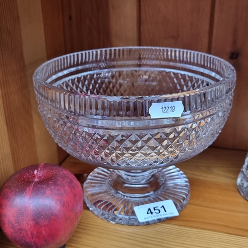 451 - A beautiful cut crystal large pedestal bowl by Waterford Crystal in the Castletown pattern. In great... 