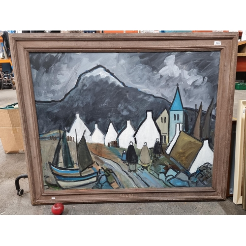 509 - Super Star Lot: A stunning, large original oil on canvas painting after the Irish artist David Marcu... 