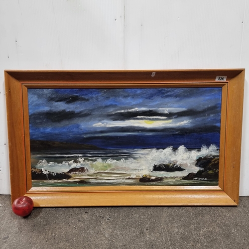 536 - Star Lot : A original oil on board painting by Dublin artist Vincent Meehan.  Featuring a moonlit se... 