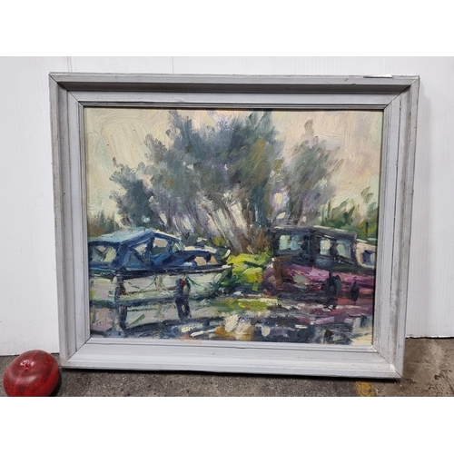 541 - Star lot : A lovely original oil on board painting titled 