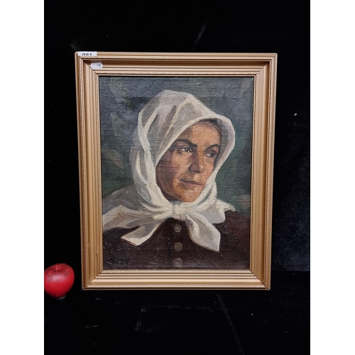 81 - Star Lot: A fantastic original antique oil on canvas painting showing a contemplative portrait of a ... 