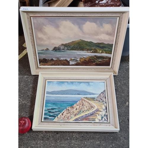 945 - Two framed original acrylic on board paintings by the Irish artist Mícheál 'Ó Súilleabháin. Both dep... 