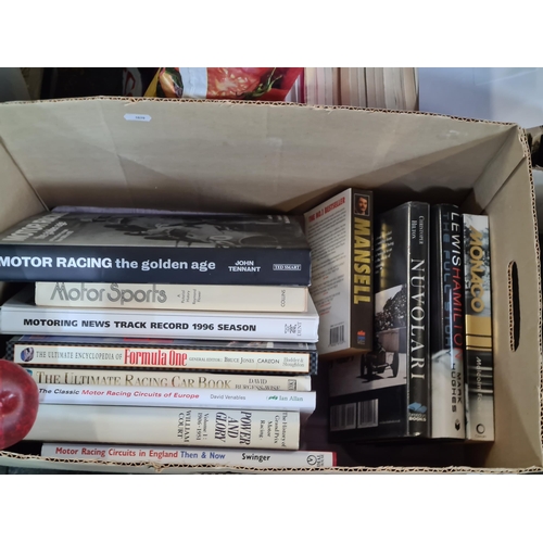 948 - A great box of books on the subject of motor-racing and cars. Including ''Power & Glory: The History... 