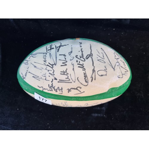 177 - Star Lot : A signed Gilbert Barbarian rugby ball. An official match ball for the IRFU. Size 5. Signe... 