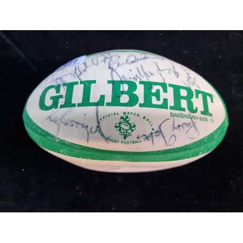 177 - Star Lot : A signed Gilbert Barbarian rugby ball. An official match ball for the IRFU. Size 5. Signe... 