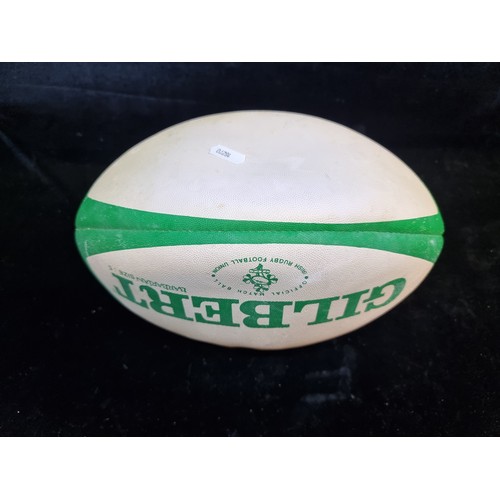 177 - Star Lot : A signed Gilbert Barbarian rugby ball. An official match ball for the IRFU. Size 5. Signe... 