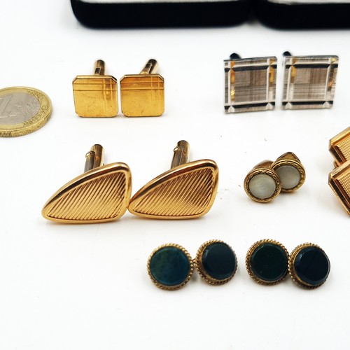 14 - A collection of 10 assorted pairs of cuff links, comprising of vintage and modern items. Mostly with... 