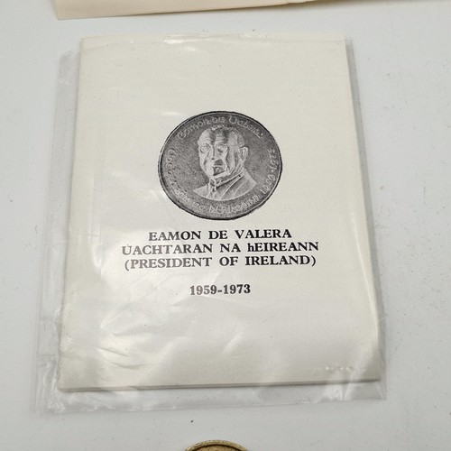 23 - A mint Irish silver medallion commemorating Eamon deValera, president of Ireland 1953-1973. This sil... 