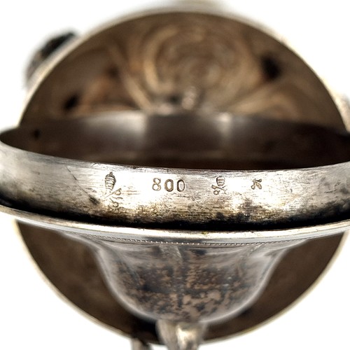 26 - A fine example of a tall antique late 19th century worked continental silver sugar bowl, featuring l... 