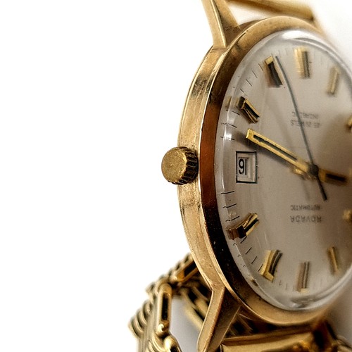 52 - Star Lot: A Rovada 9 carat gold automatic 25 jewelled incabloc wrist watch, featuring a baton dial, ... 