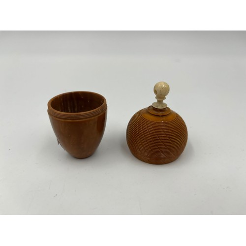 6 - A fabulous antique  Japanese carved Coquilla nut containing a domino set. Dimensions: 8cm x 4cm. Wei... 