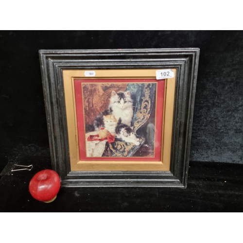 102 - A vintage print of a painting originally by the artist Henriette Ronner Knip featuring two fluffy ki... 
