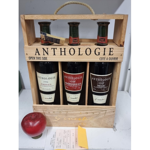 117 - A presentation box with three 75cl bottles of Grand Concours Anthologie, including a bottle of Borde... 